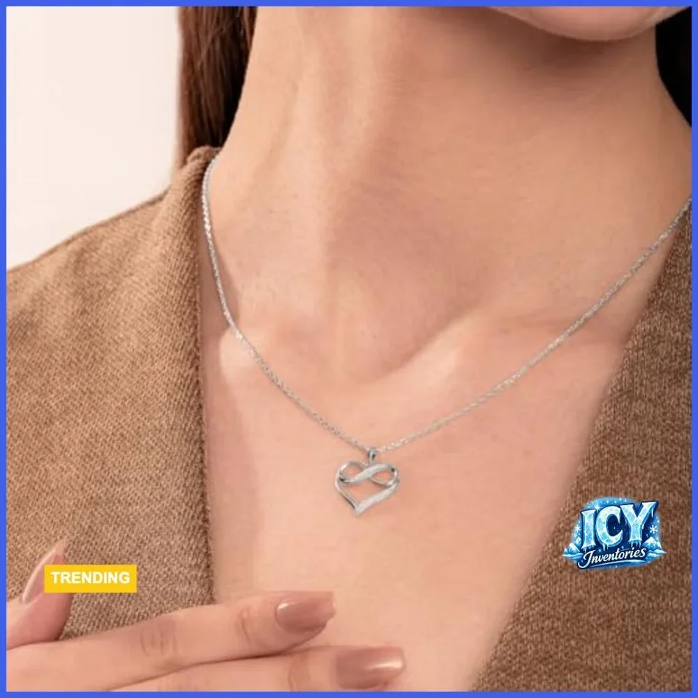 10K Gold Natural Diamond Infinity Heart Pendant Necklace